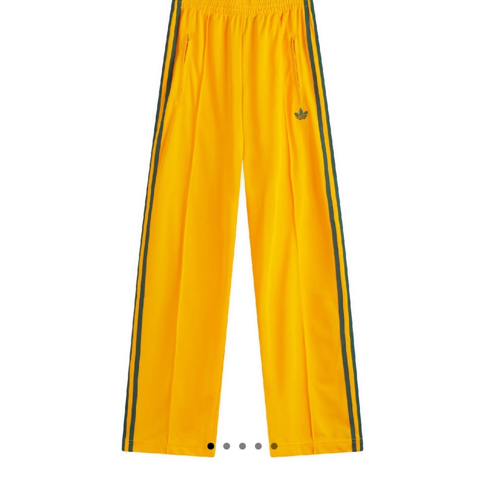 Adidas Yellow Track Pants with Green Stripes